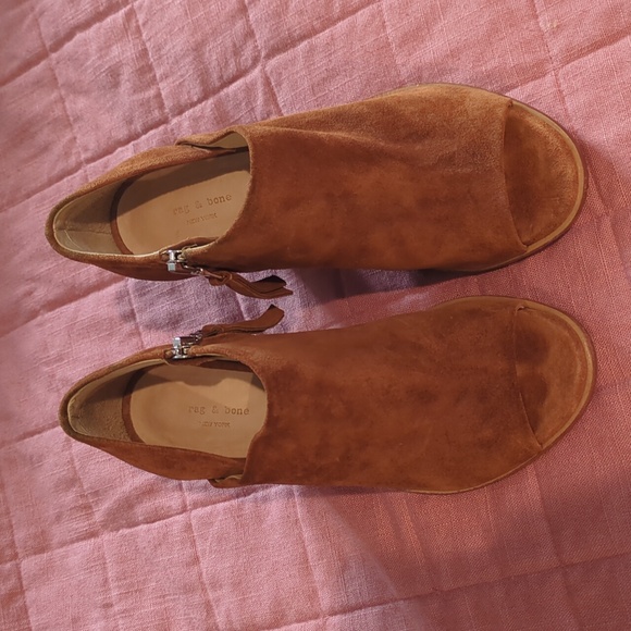 Rag & Bone | Mabel suede peep toe booties - Picture 3 of 11
